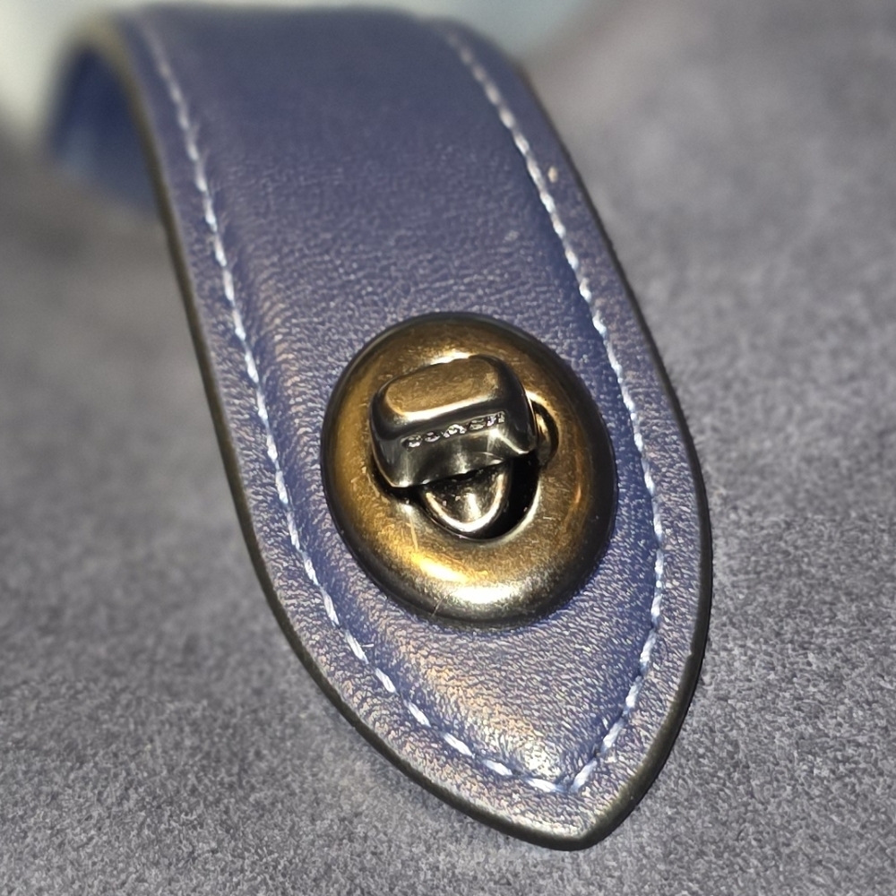 Coach Navy Blue Suede Shoulder Bag - Picture 4 of 9